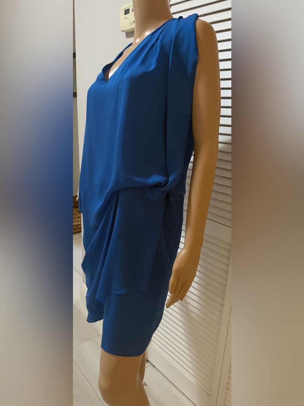 Acne Draped Cobalt Blue Silk Layered Cocktail Dress Size 40